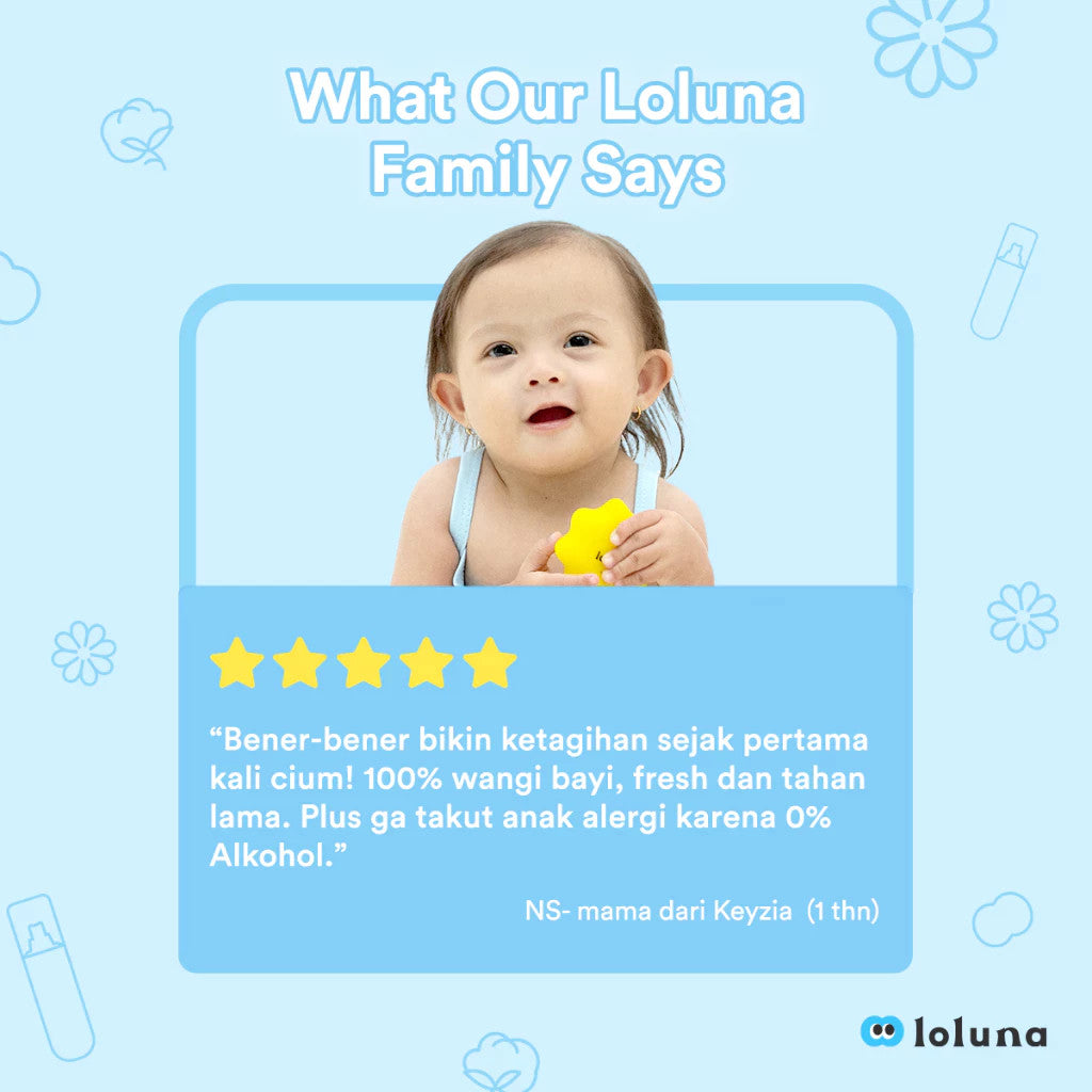 Loluna Baby Cologne 100ml-Parfum Bayi tahan lama untuk Kulit Sensitif-Non Alkohol/Aman untuk newborn