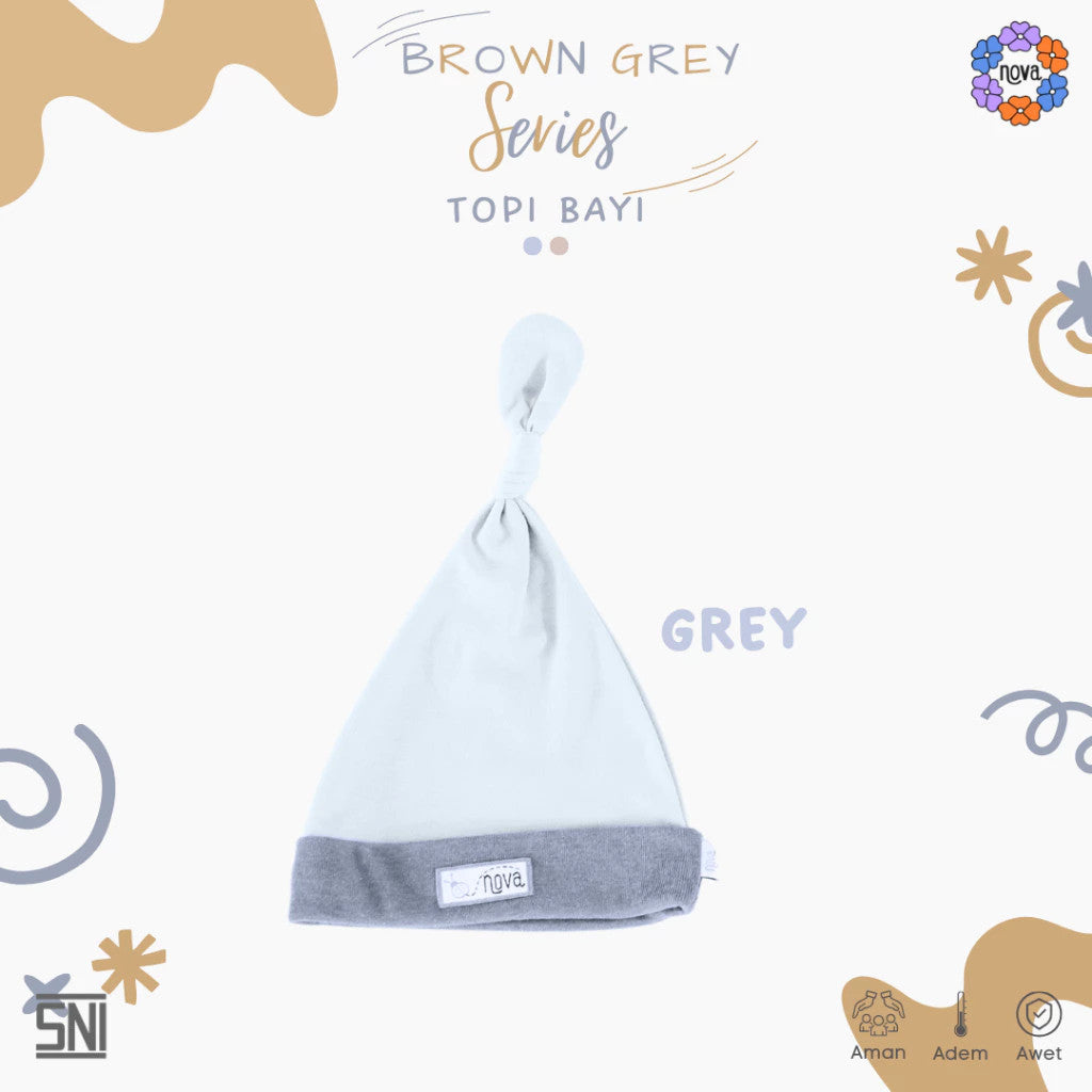 NOVA Brown Grey Series - Topi Bayi Newborn - Knot Hat (1 pcs)