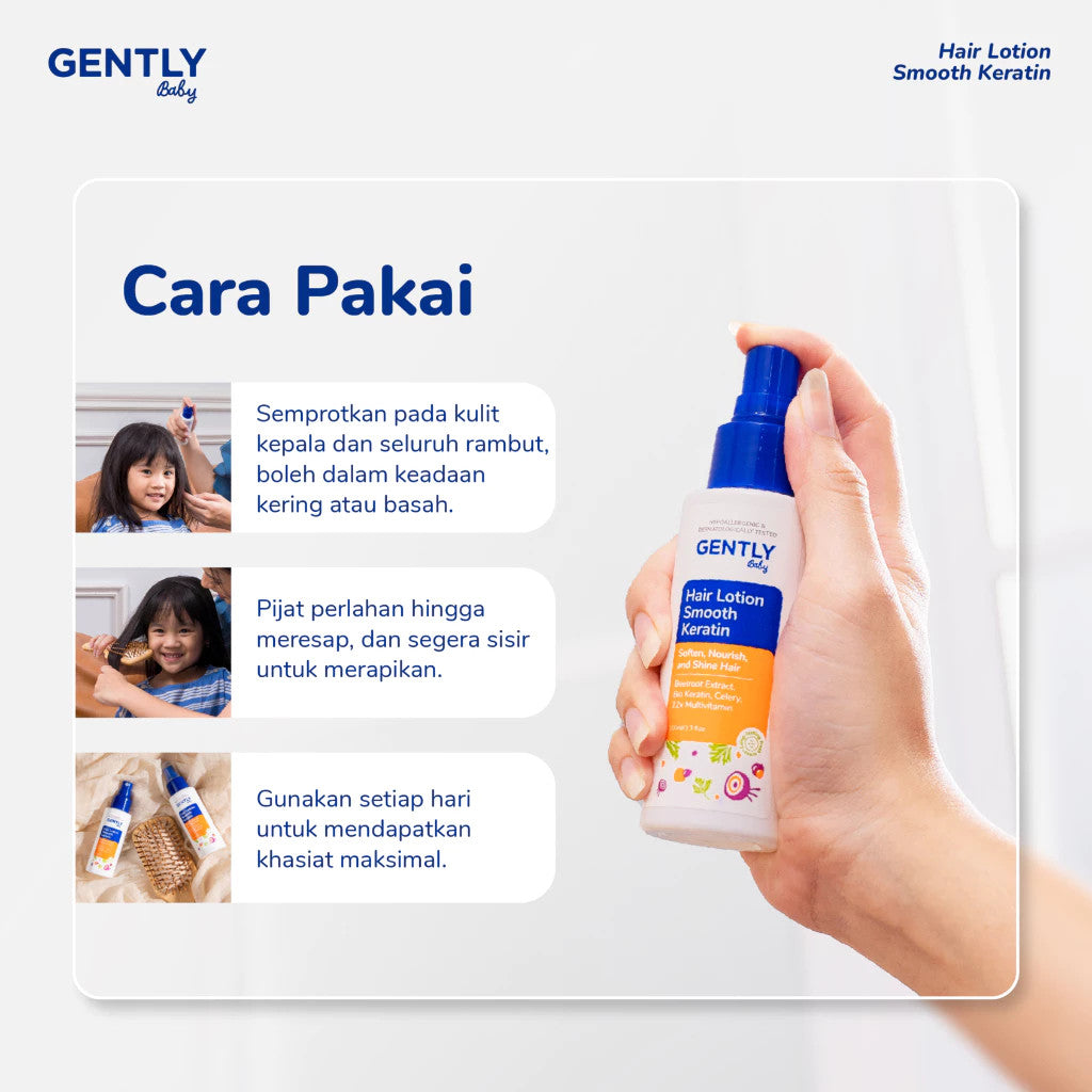 Gently Hair Lotion Smooth Keratin with Celery, Beetroot Extract, & Candlenut Oil 100 ML