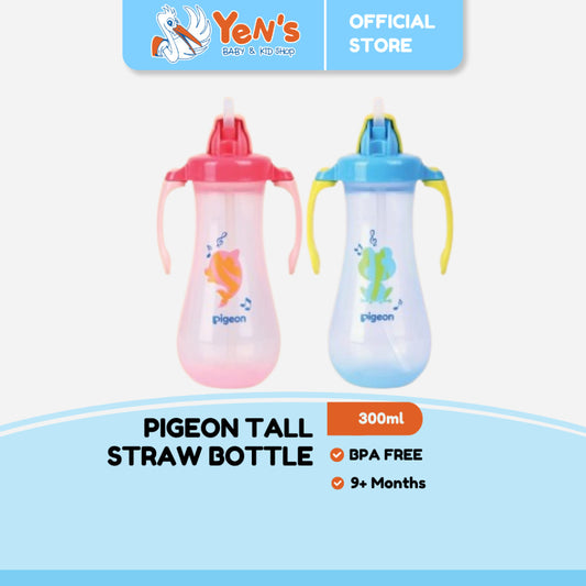 PIGEON Tall Straw Bottle | Botol Minum Bayi 300ml BPA FREE