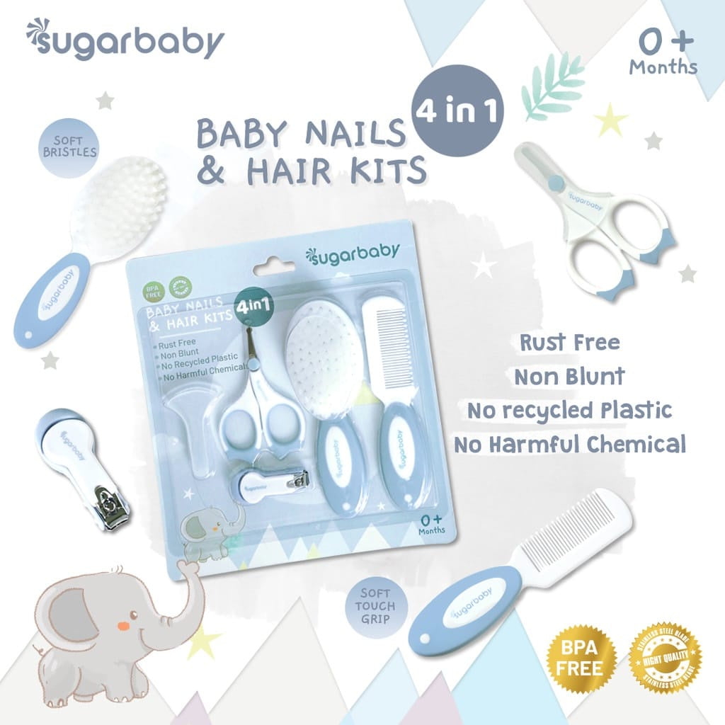 SUGARBABY 4 in 1 Baby Nails & Hair Kits - Grooming Kit