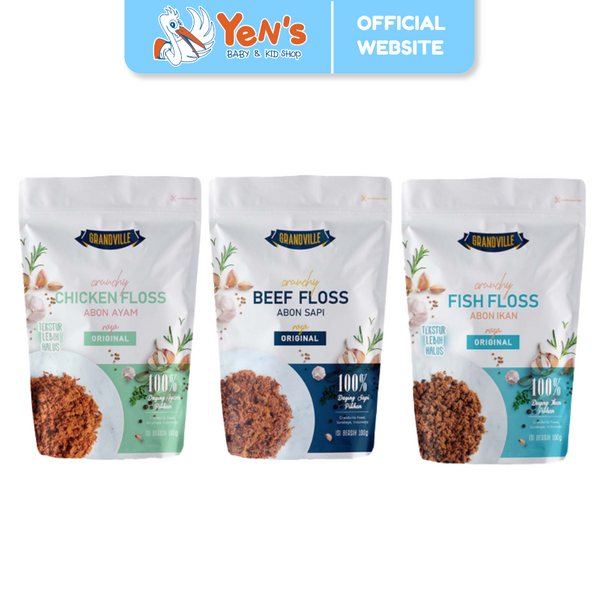 GRANDVILLE Abon Sapi, Ayam, Ikan Crunchy Original 100gr