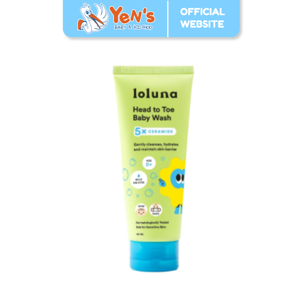 LOLUNA Head to Toe Baby Wash 5x Ceramide 100ml - Sabun Sampo Mandi Perawatan Kulit Bayi dan Anak