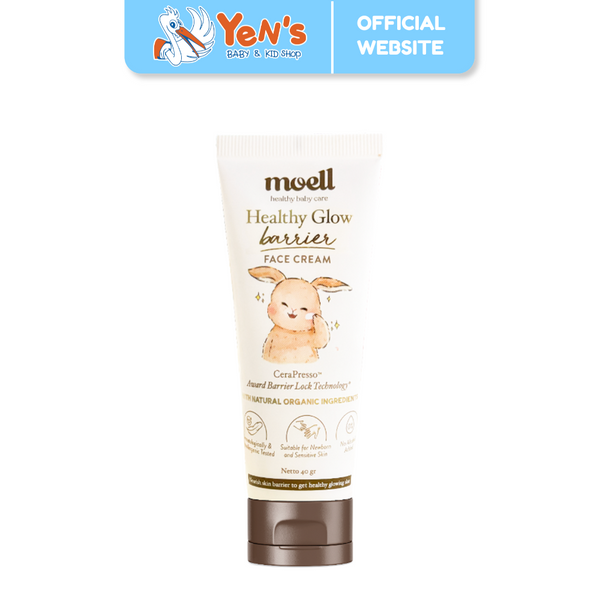 Moell Face Cream Healthy Glow Barrier Face Cream 40gr - Pelembab Wajah Bayi - Plant Based Probiotics Suitable For Sensitive Skin