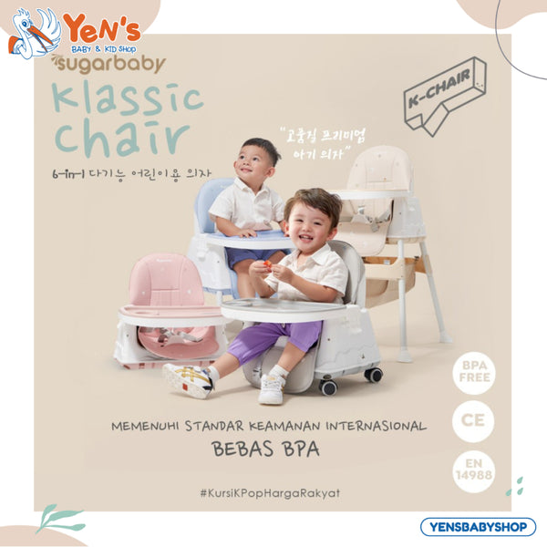 SUGARBABY Klassic Chair High Chair 6 in 1 | Booster Seat | Kursi Makan Bayi