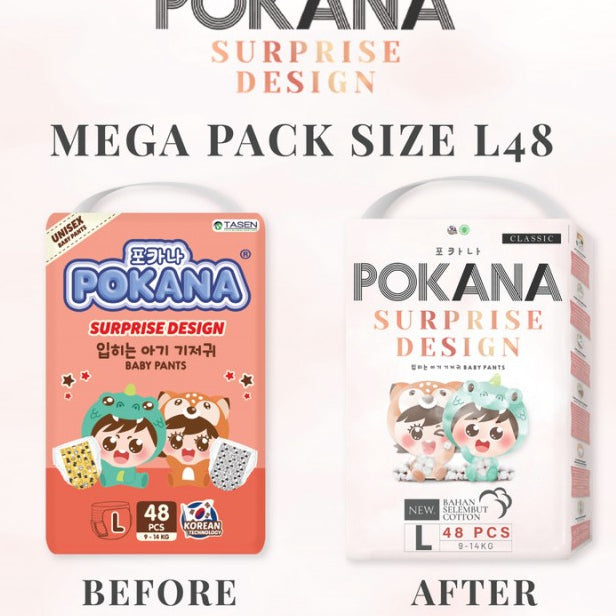 POKANA Pants S60 M58 L48 XL42 Baby Diapers Surprise Design / Popok Celana Bayi