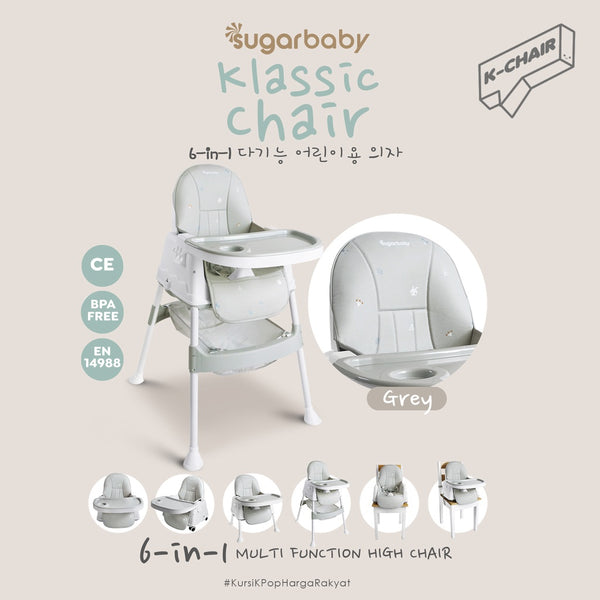 SUGARBABY Klassic Chair High Chair 6 in 1 | Booster Seat | Kursi Makan Bayi