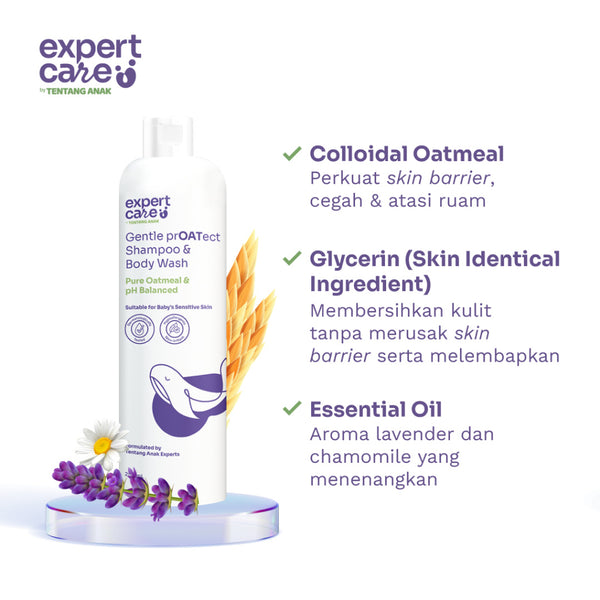Expert Care 2in1 Wash with Colloidal Oatmeal 250ml / Sabun Sampo Bayi Anak Kulit Sensitif