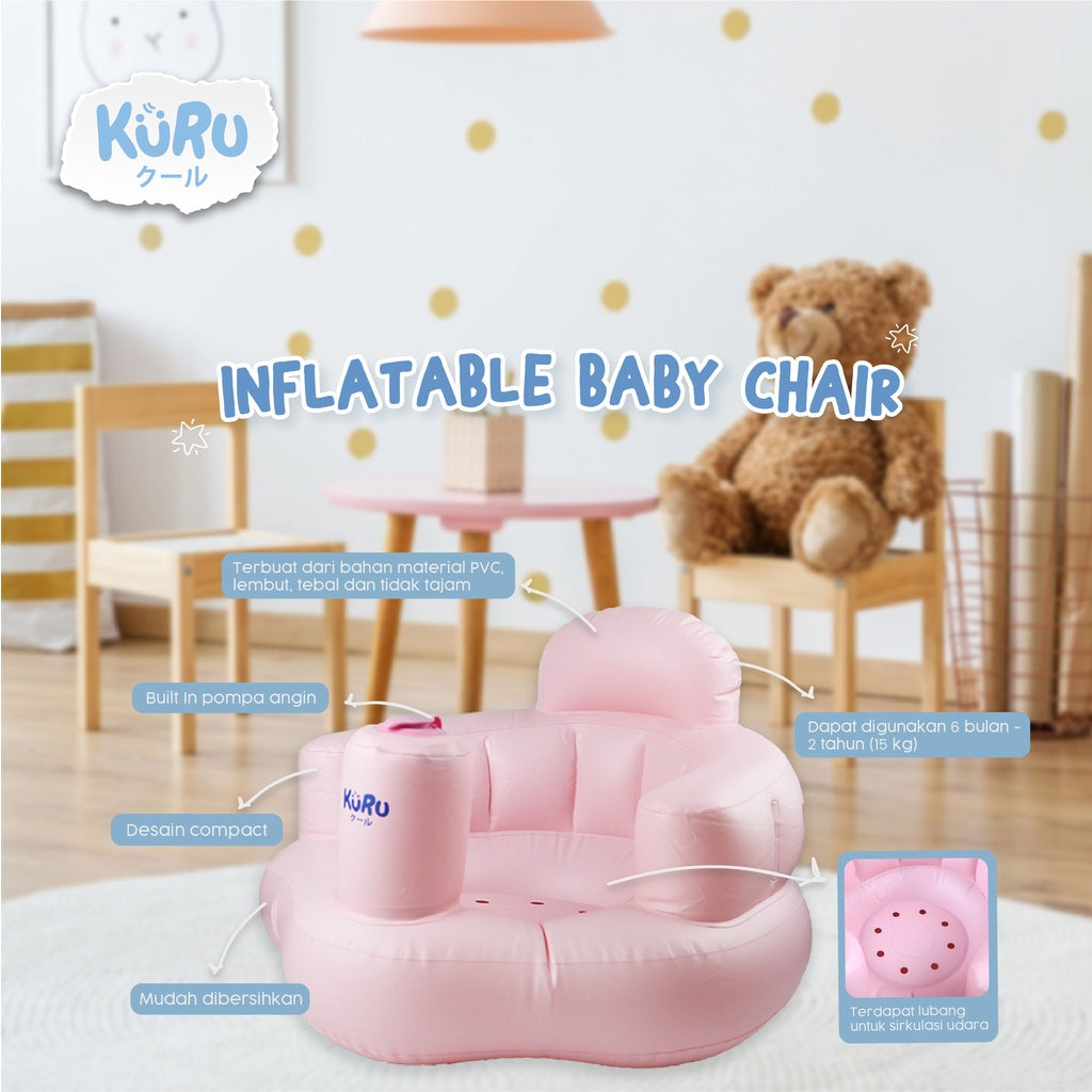 KURU Inflatable Baby Chair BC01 / Kursi Sofa Angin Bayi Tiup Pompa Built in  6 bulan - 2 tahun
