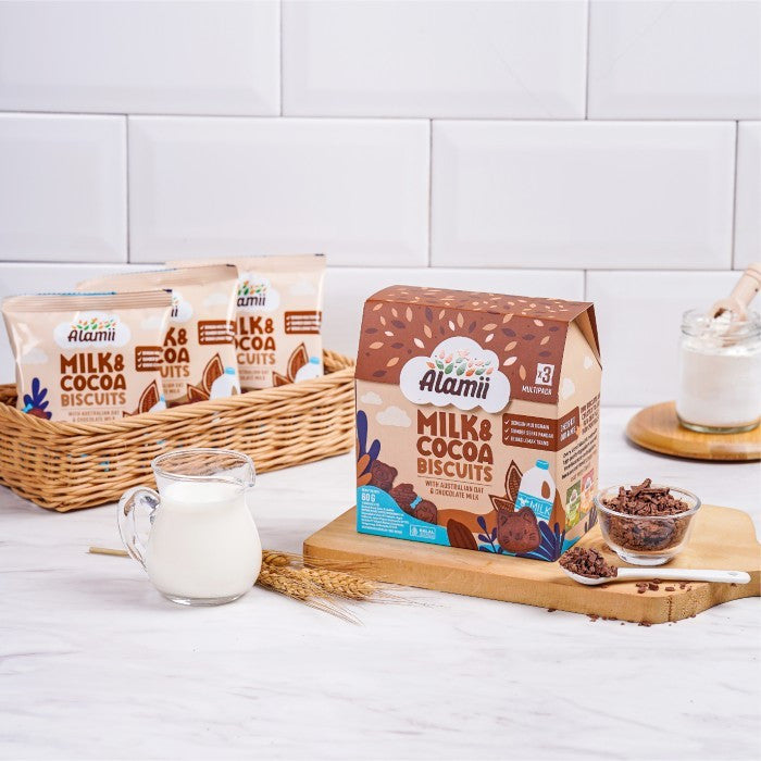 Alamii Multigrain Biscuits - Biskuit Milk & Cocoa / Seaweed & Veggie / Oat & Milk -  60g (3 bags x 20g) - Halal Certified