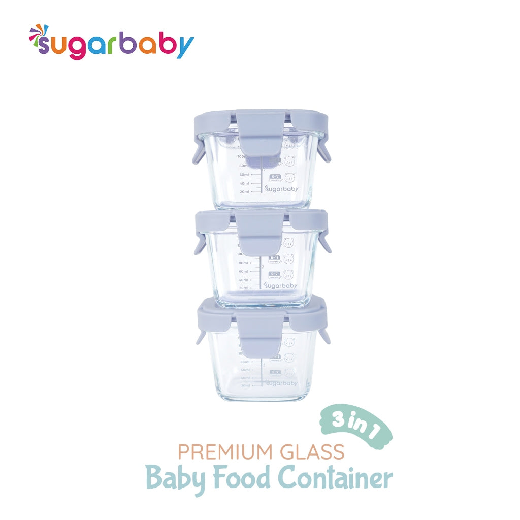 SugarBaby Premium Glass Jar Baby Food Container 3 pcs BPA FREE / Peralatan Makan Bayi MPASI