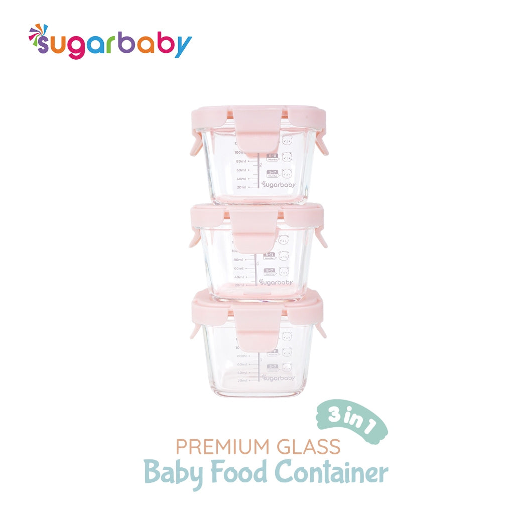 SugarBaby Premium Glass Jar Baby Food Container 3 pcs BPA FREE / Peralatan Makan Bayi MPASI