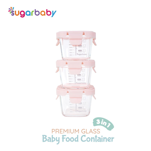 SugarBaby Premium Glass Jar Baby Food Container 3 pcs BPA FREE / Peralatan Makan Bayi MPASI