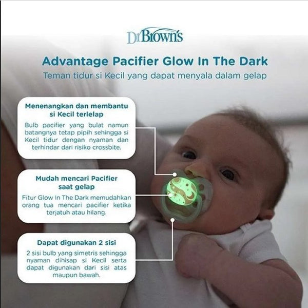 DR. BROWN'S Advantage Pacifier - Empeng Baby Glow In The Dark