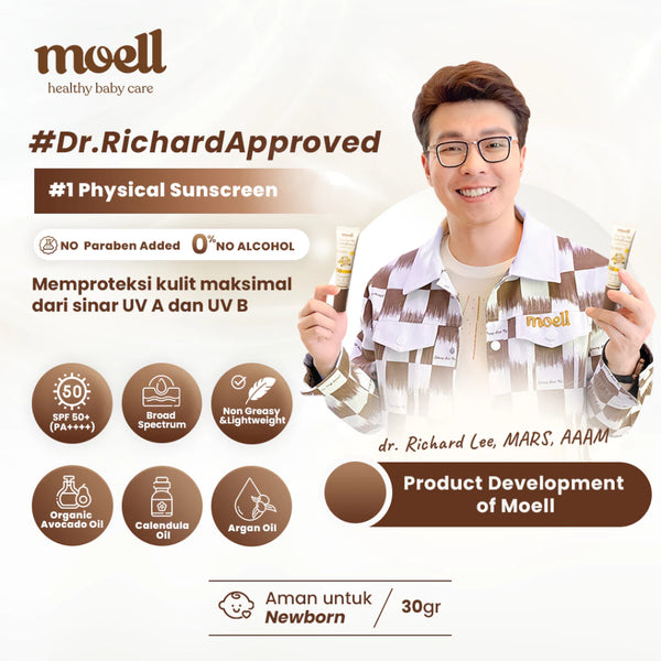 Moell Physical Sunscreen Anak & Bayi SPF 50+ (PA++++) 30 gr - Extra Water Resistant