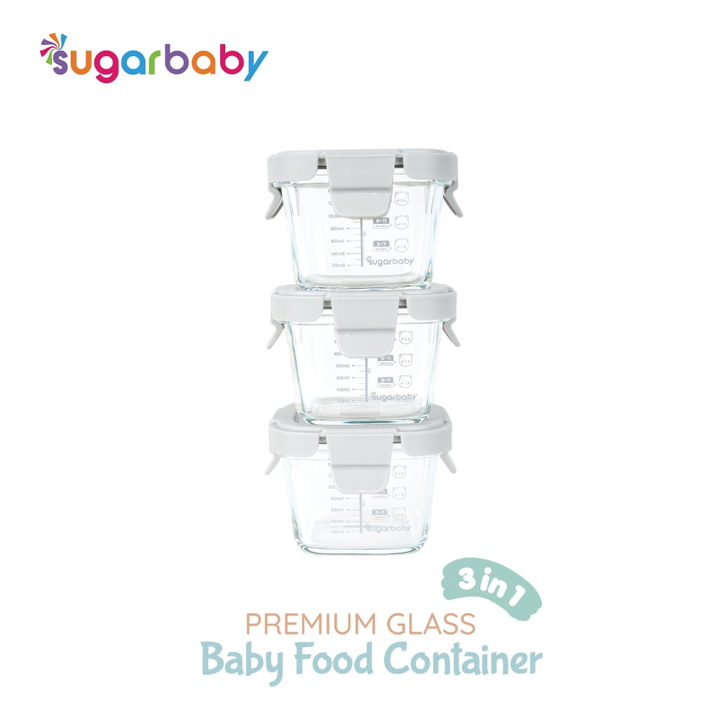 SugarBaby Premium Glass Jar Baby Food Container 3 pcs BPA FREE / Peralatan Makan Bayi MPASI
