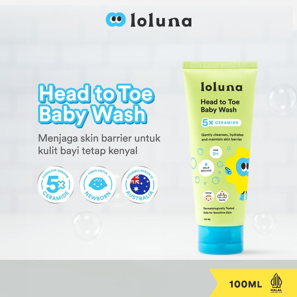 LOLUNA Head to Toe Baby Wash 5x Ceramide 100ml - Sabun Sampo Mandi Perawatan Kulit Bayi dan Anak