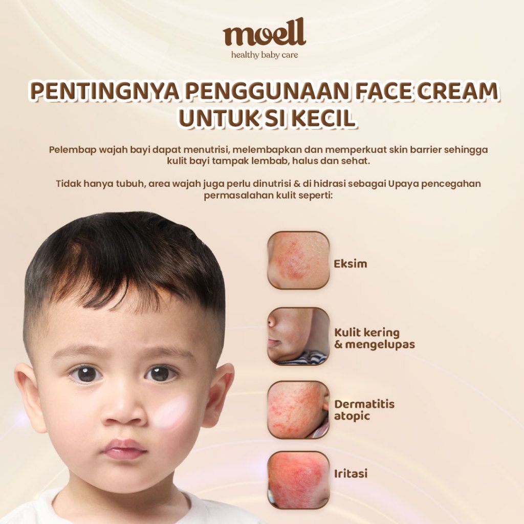 Moell Face Cream Healthy Glow Barrier Face Cream 40gr - Pelembab Wajah Bayi - Plant Based Probiotics Suitable For Sensitive Skin