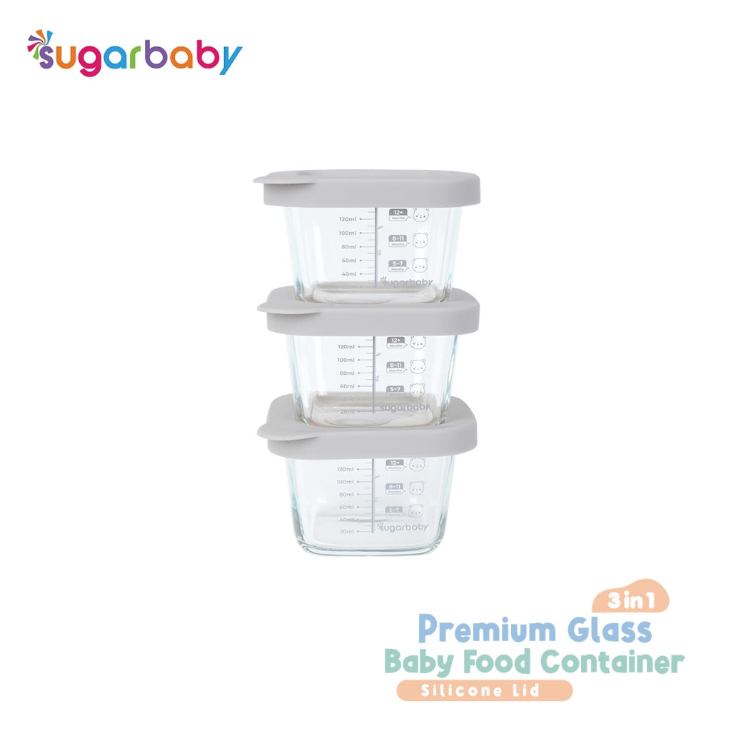 SugarBaby Premium Glass Jar Baby Food Container 3 pcs BPA FREE / Peralatan Makan Bayi MPASI