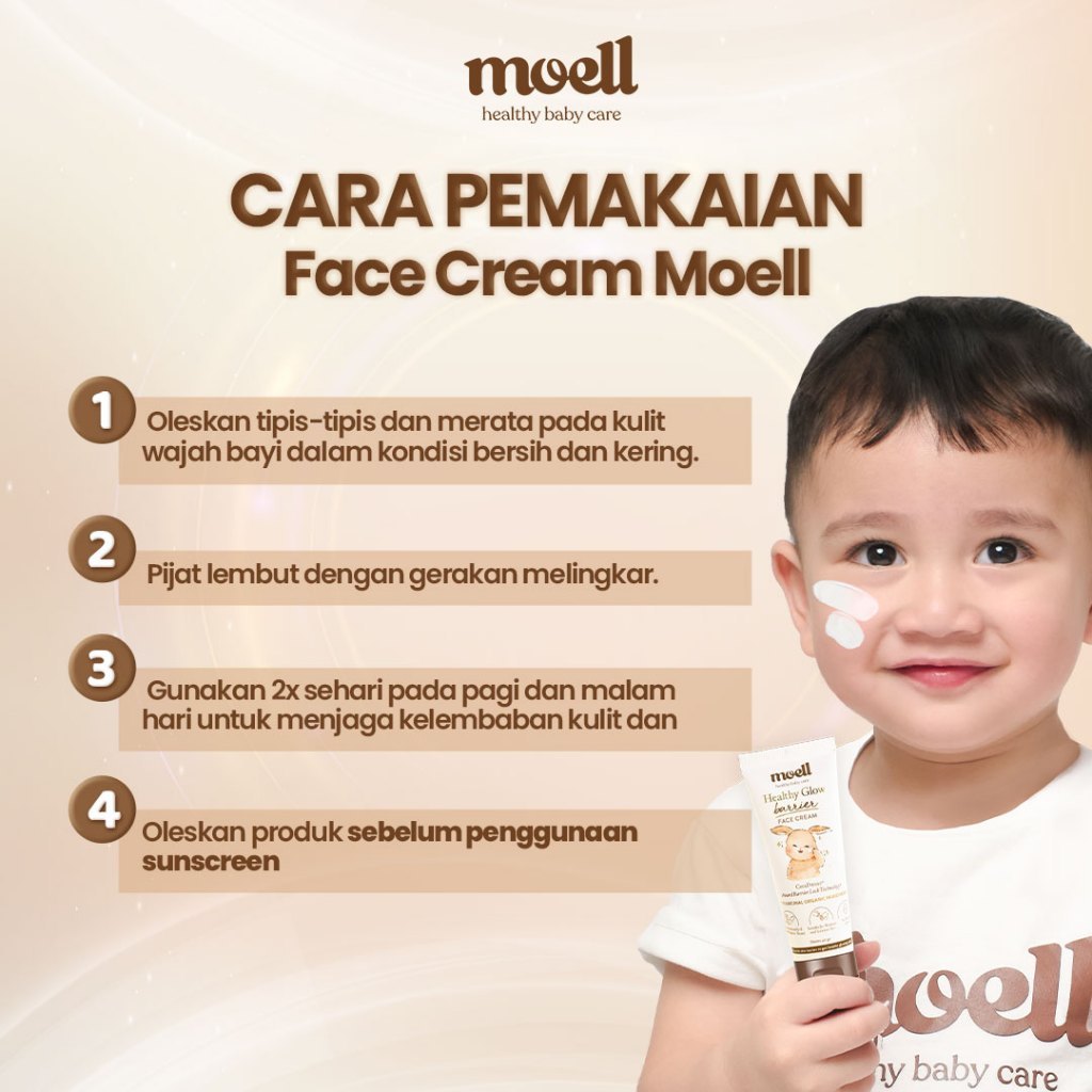 Moell Face Cream Healthy Glow Barrier Face Cream 40gr - Pelembab Wajah Bayi - Plant Based Probiotics Suitable For Sensitive Skin
