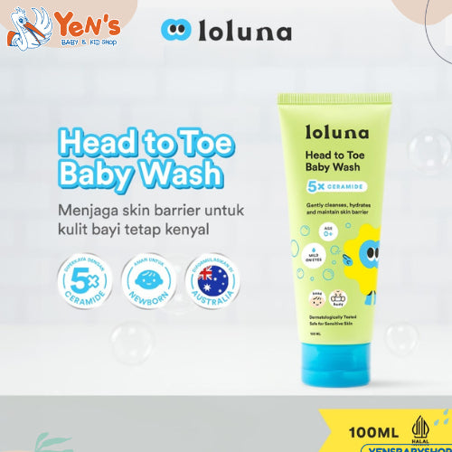 LOLUNA Head to Toe Baby Wash 5x Ceramide 100ml - Sabun Sampo Mandi Perawatan Kulit Bayi dan Anak