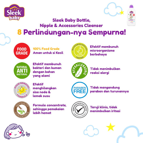 Sleek Baby Bottle Nipple & Accessories Cleanser Refill 450 ml