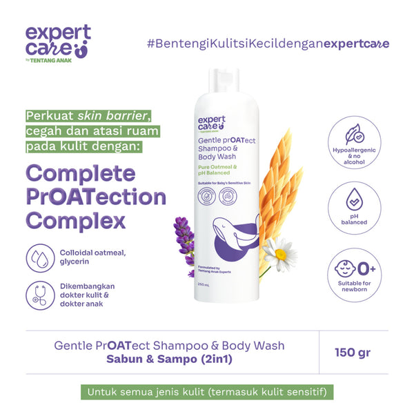 Expert Care 2in1 Wash with Colloidal Oatmeal 250ml / Sabun Sampo Bayi Anak Kulit Sensitif
