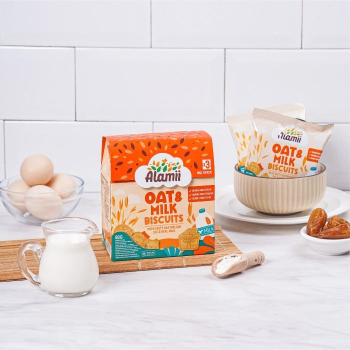 Alamii Multigrain Biscuits - Biskuit Milk & Cocoa / Seaweed & Veggie / Oat & Milk -  60g (3 bags x 20g) - Halal Certified