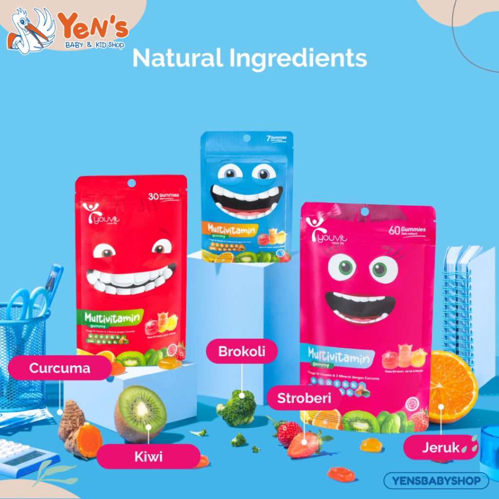 Multivitamin Gummy Anak untuk Tumbuh Kembang Youvit Multivitamin Anak 7 Hari dengan Vitamin C, Vitamin D, Zink,