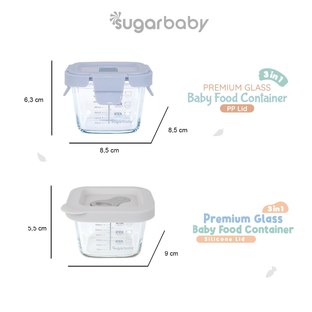 SugarBaby Premium Glass Jar Baby Food Container 3 pcs BPA FREE / Peralatan Makan Bayi MPASI