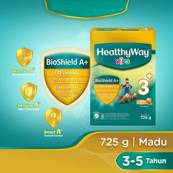 HealthyWay KIDS 3+ VANILA / MADU  (725G) - Susu bubuk