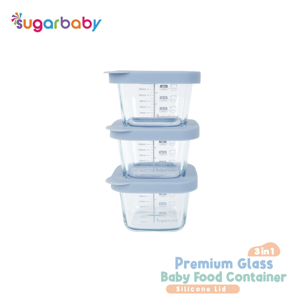SugarBaby Premium Glass Jar Baby Food Container 3 pcs BPA FREE / Peralatan Makan Bayi MPASI