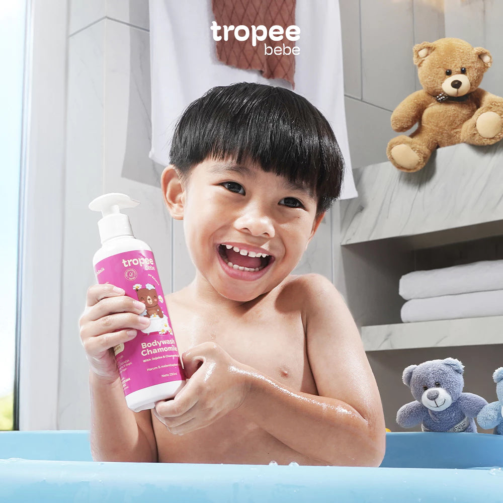 Tropee Bebe Chamomile Body Wash 250ml | Sabun Mandi Anak | Natural Free SLS | Untuk Kulit Alergi