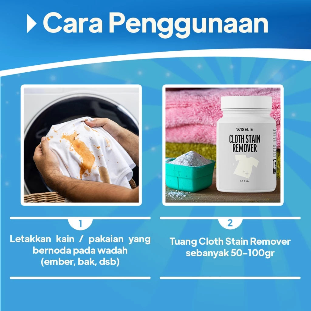 Wiselie - Cloth Stain Remover Penghilang Noda Baju EXTRA BERSIH 500GR