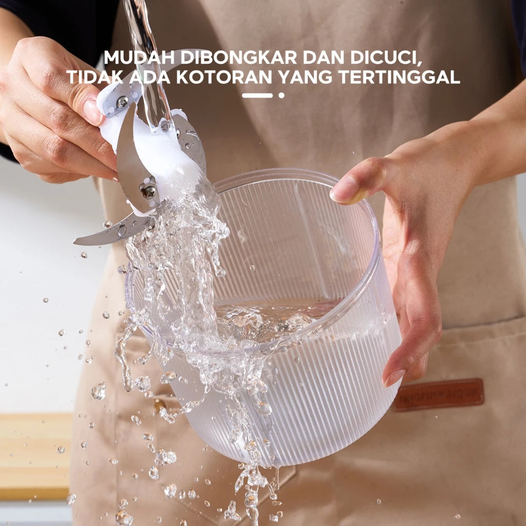 ecentio mini chopper blender 4 Mangkuk kaca multifungsi 2 set pisau food grade