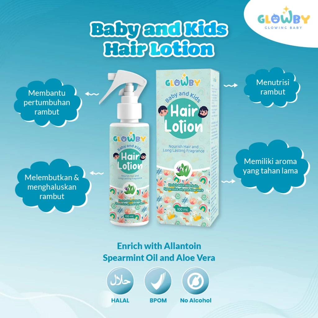 Glowby Hair Lotion Bayi dan Anak 100 ml - Menyuburkan dan Melebatkan Rambut Wangi Tahan Lama