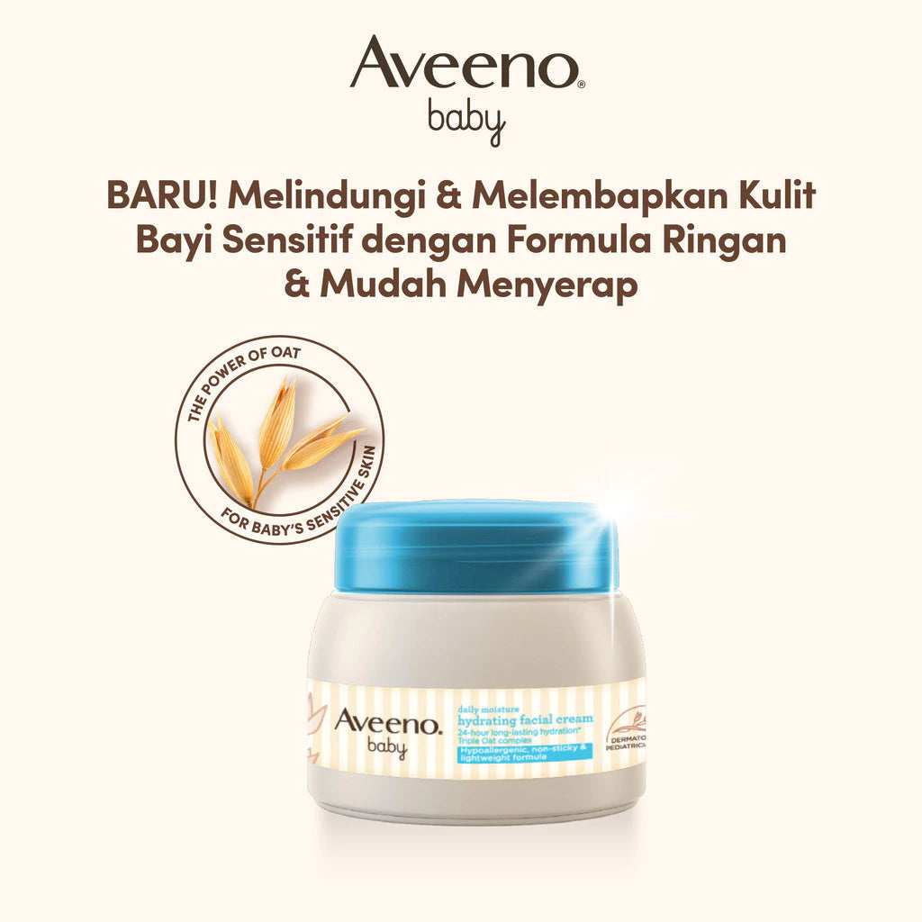 Aveeno Baby Daily Moisture Hydrating Facial Cream 60g Krim - Pelembab Wajah Bayi Kering&Sensitif