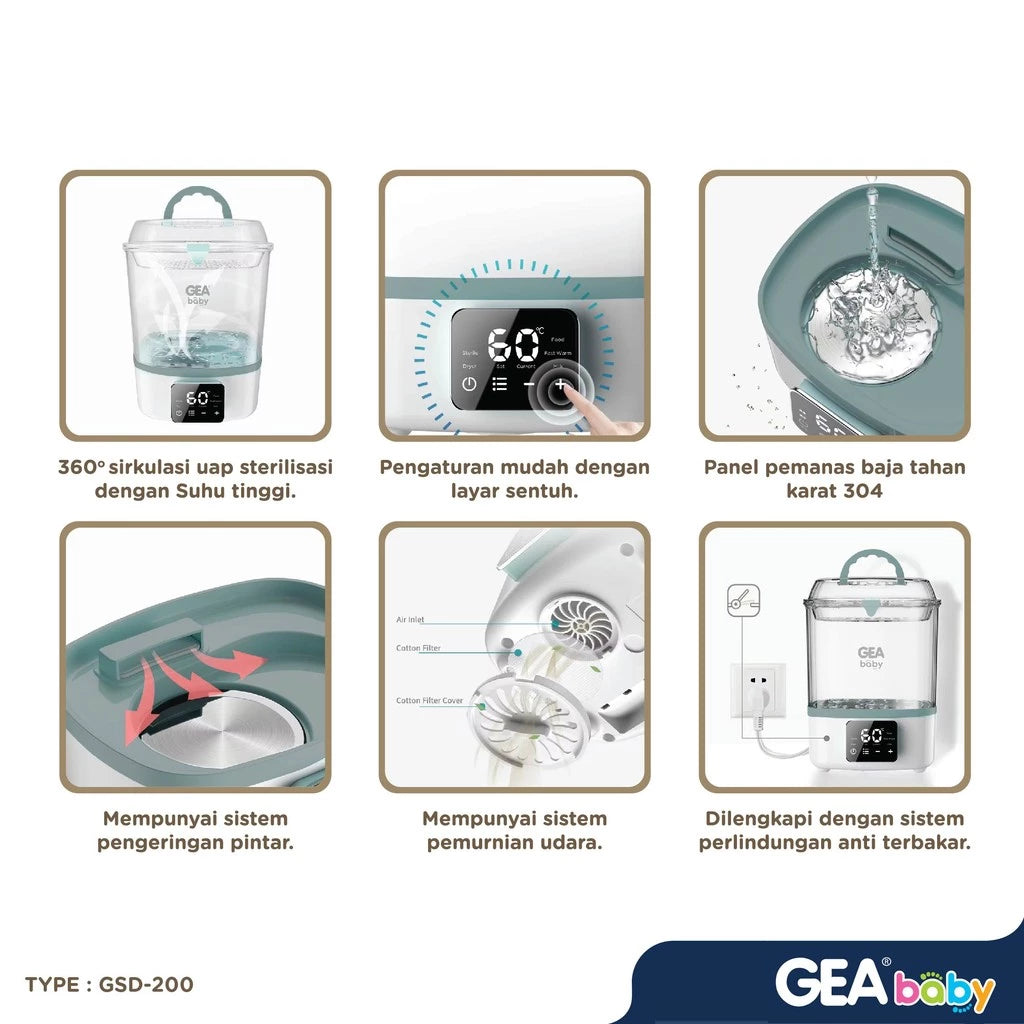 GEA Baby Multifunction Warmer Sterilizer Dryer GSD-200 Penghangat Susu & Makanan Steril Botol Bayi