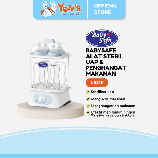 BabySafe Alat Steril Uap & Penghangat Makanan LB319 | Alat Steril Botol dan Mengkukus Makanan