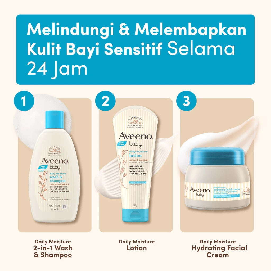 Aveeno Baby Daily Moisture Hydrating Facial Cream 60g Krim - Pelembab Wajah Bayi Kering&Sensitif