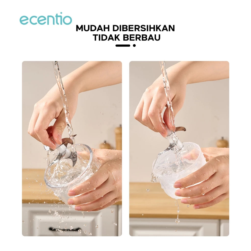 ecentio chopper mini kaca 2in1 Blender 6 pisau+3 pisau Penggiling Daging 350ml+250ml portable