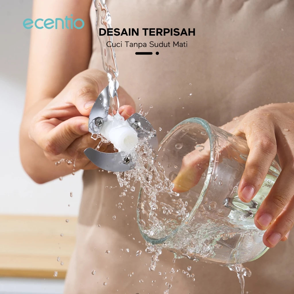 ecentio 3 Kecepatan Food Processor MPASI Blender Bayi 500ml 3 Pisau Mangkuk Kaca Food Grade