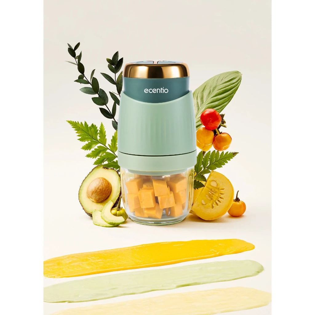 ecentio 3 Kecepatan Food Processor MPASI Blender Bayi 500ml 3 Pisau Mangkuk Kaca Food Grade