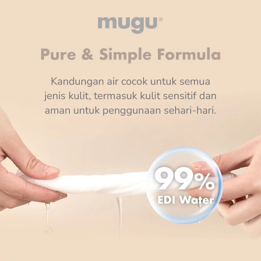 mugu Baby Wet Wipes EDI Water 80 Sheets I Tisu Basah Non Alcohol Non Parfume