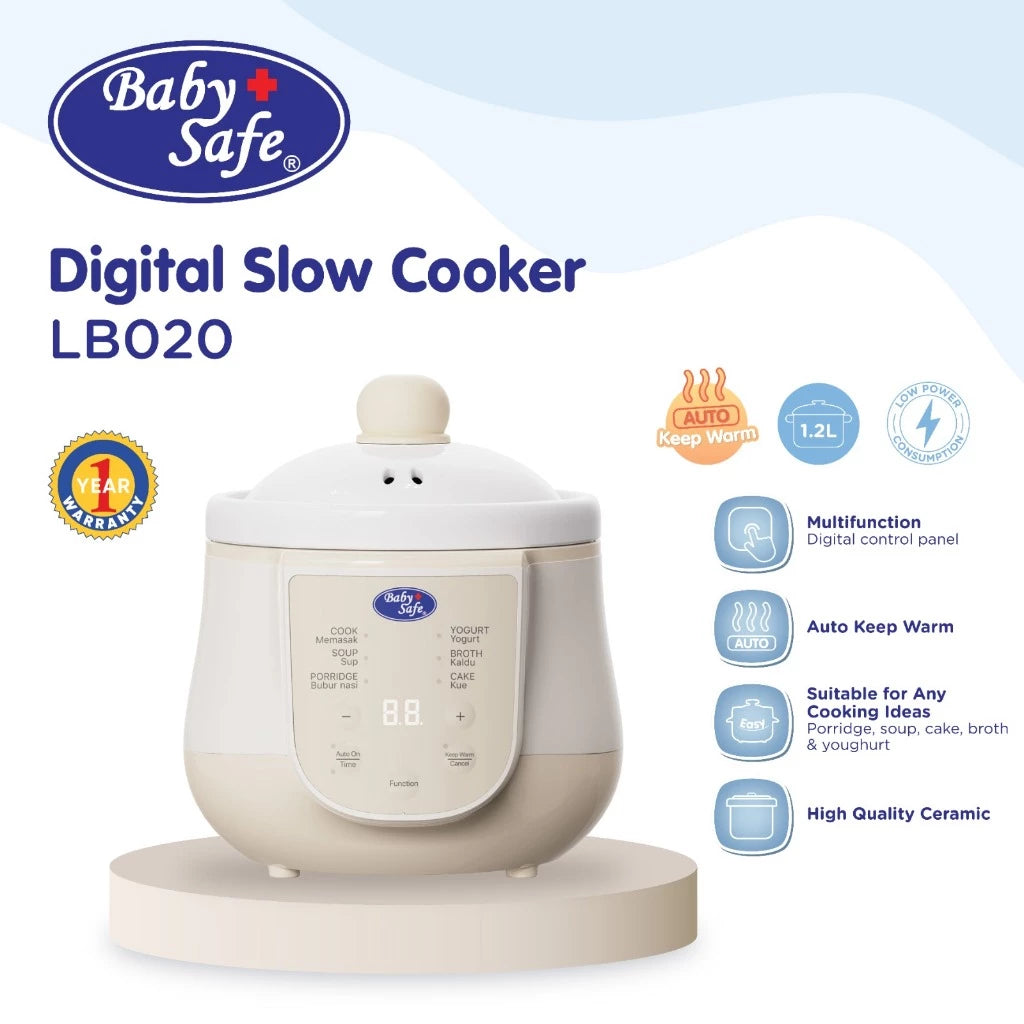 BabySafe - Slow Cooker 1.2 L - LB020 - Alat masak multifungsi