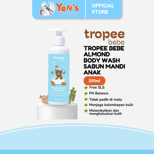 Tropee Bebe Almond Body Wash 250ml | Sabun Mandi Anak | Natural Free SLS