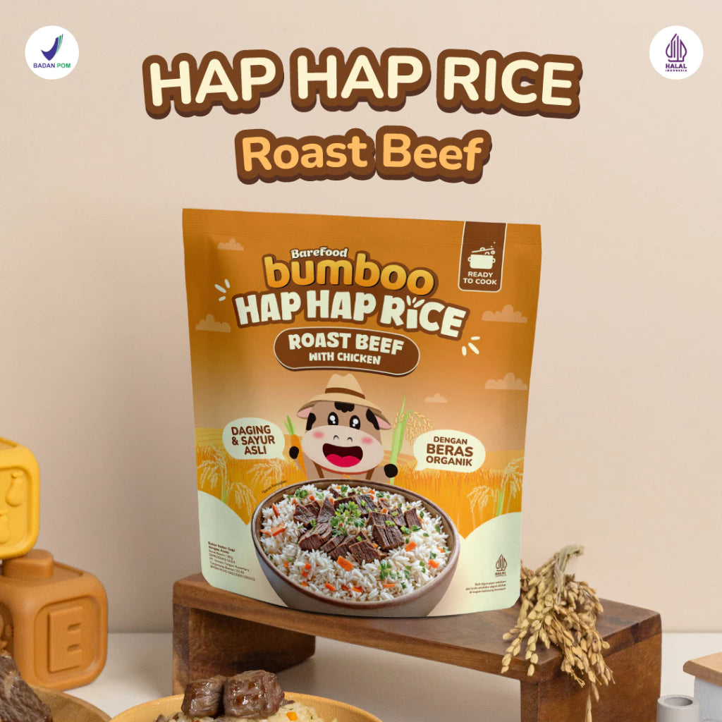 BUMBOO Hap Hap Rice - 100% Beras Organik Tanpa Pestisida - Double Protein Hewani - HALAL