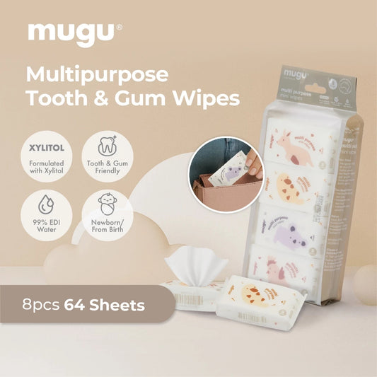 mugu Tisu Basah Pembersih Lidah dan Gigi Bayi Tooth & Gum Mini Wipes Xylitol Travel Friendly