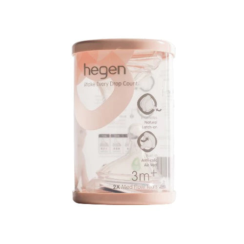 Hegen Teat Medium Flow, 2-Pack (3 to 6 months) BPA FREE / Hegen Teat Fast Flow 6m+