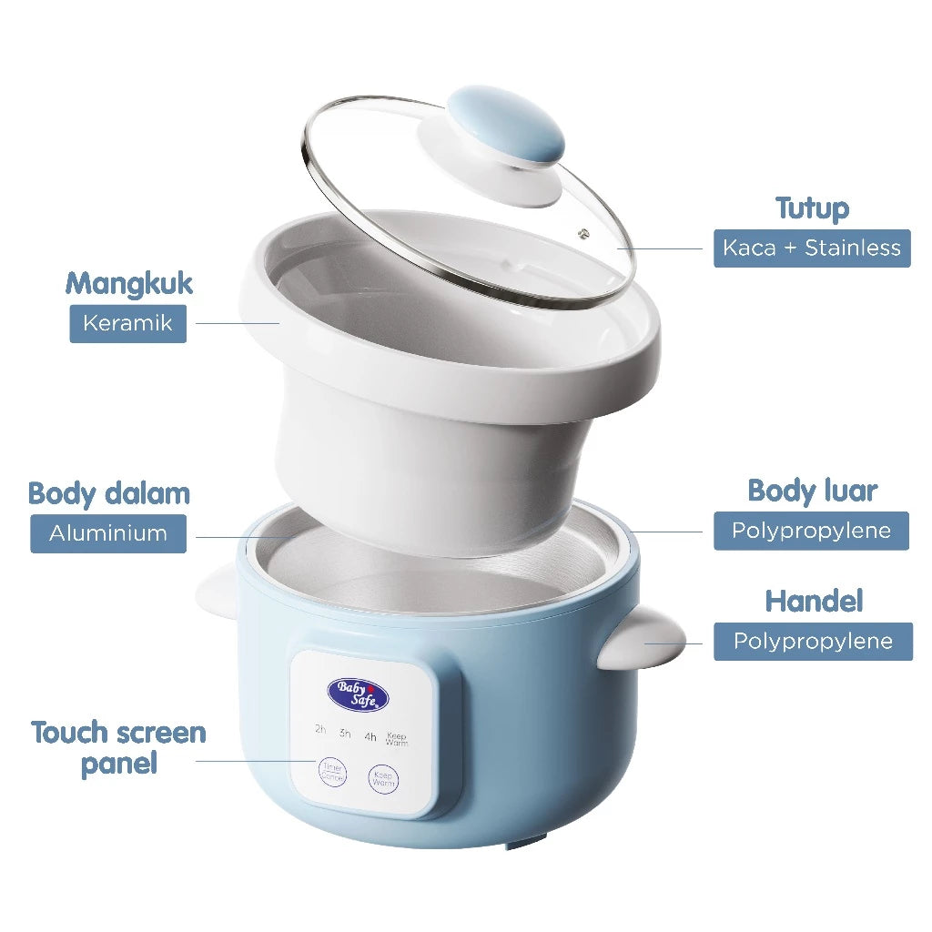 BabySafe Slow Cooker MPASI LB018 - Slow Cooker Digital Multifungsi